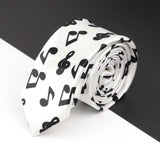 ZONFAZ Slim Music Piano Pattern Ties Skinny Musical Notes Printed Silk Ties 5cm Width