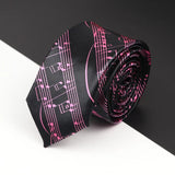 ZONFAZ Slim Music Piano Pattern Ties Skinny Musical Notes Printed Silk Ties 5cm Width