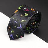 ZONFAZ Slim Music Piano Pattern Ties Skinny Musical Notes Printed Silk Ties 5cm Width