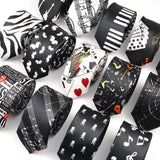 ZONFAZ Slim Music Piano Pattern Ties Skinny Musical Notes Printed Silk Ties 5cm Width