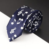 ZONFAZ Slim Music Piano Pattern Ties Skinny Musical Notes Printed Silk Ties 5cm Width