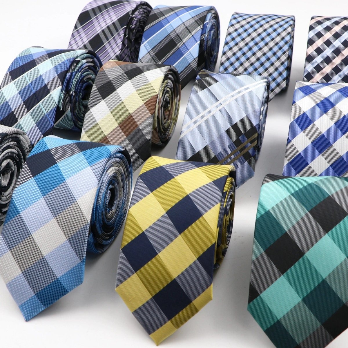 ZONFAZ Slim Plaid Silk Neckties