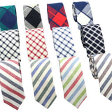 ZONFAZ Soft Cotton Plaid Striped Ties For Men Women Skinny Causal Suits Ties