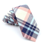 ZONFAZ Soft Cotton Plaid Striped Ties For Men Women Skinny Causal Suits Ties