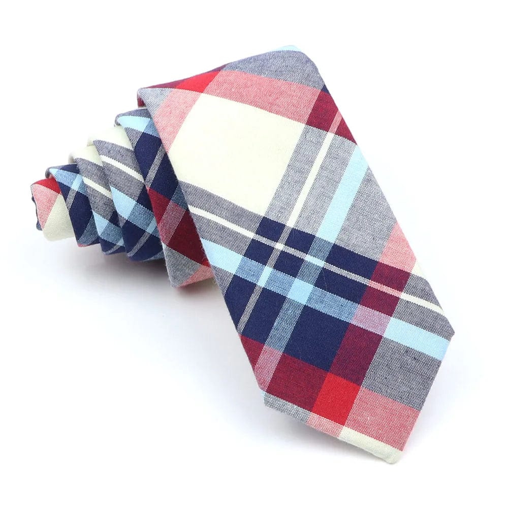 ZONFAZ Soft Cotton Plaid Striped Ties For Men Women Skinny Causal Suits Ties