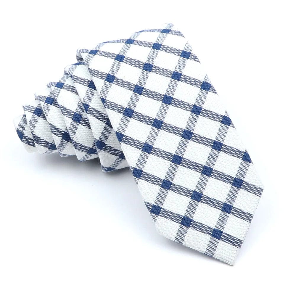 ZONFAZ Soft Cotton Plaid Striped Ties For Men Women Skinny Causal Suits Ties