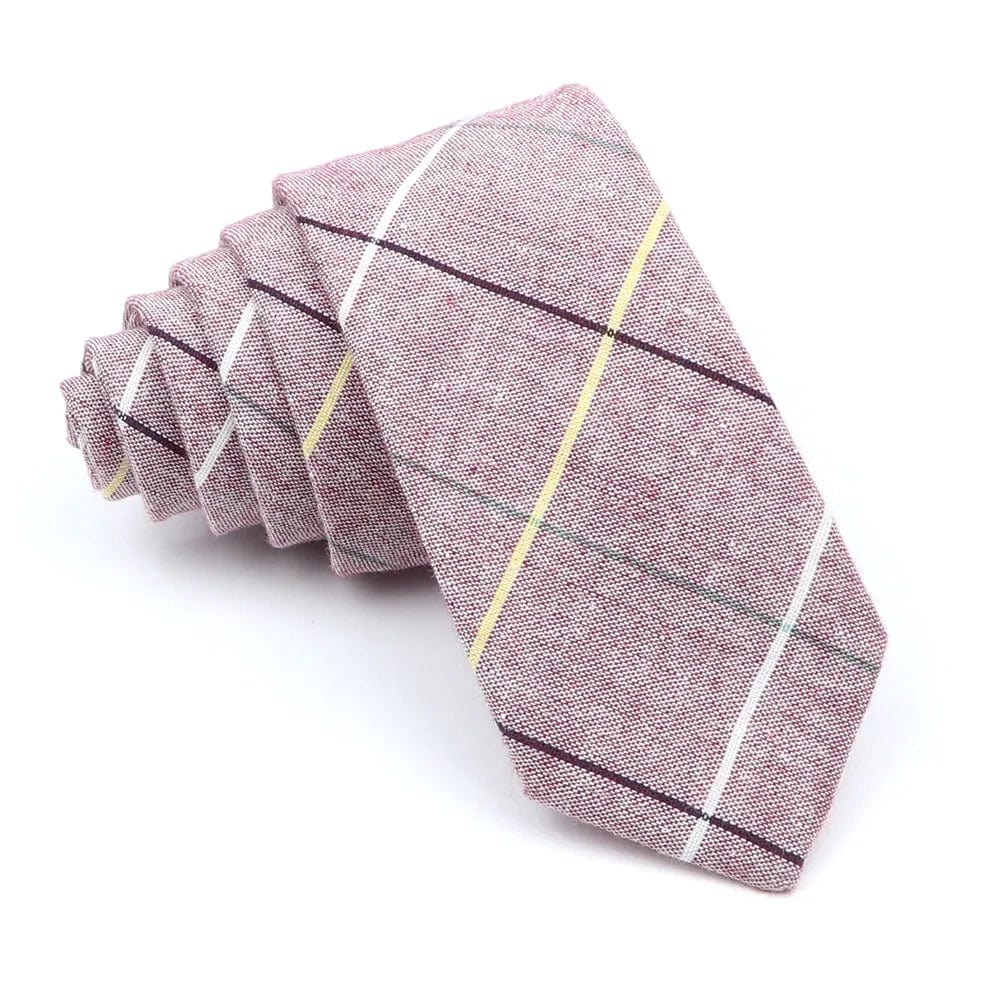 ZONFAZ Soft Cotton Plaid Striped Ties For Men Women Skinny Causal Suits Ties