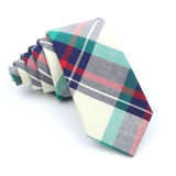 ZONFAZ Soft Cotton Plaid Striped Ties For Men Women Skinny Causal Suits Ties