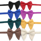 ZONFAZ Soft Micro Suede Big Bowties for Men Solid Color Wedding Party Funeral Groom Bow Ties