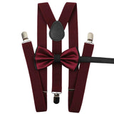 ZONFAZ Solid Color Adjustable Suspender Bowtie Set for Men Women