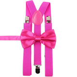 ZONFAZ Solid Color Adjustable Suspender Bowtie Set for Men Women