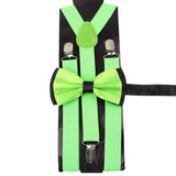 ZONFAZ Solid Color Adjustable Suspender Bowtie Set for Men Women