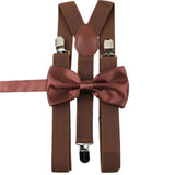 ZONFAZ Solid Color Adjustable Suspender Bowtie Set for Men Women