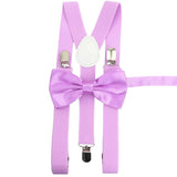 ZONFAZ Solid Color Adjustable Suspender Bowtie Set for Men Women