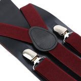 ZONFAZ Solid Color Adjustable Suspender Bowtie Set for Men Women