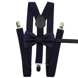 ZONFAZ Solid Color Adjustable Suspender Bowtie Set for Men Women