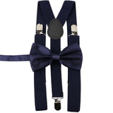 ZONFAZ Solid Color Adjustable Suspender Bowtie Set for Men Women