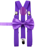 ZONFAZ Solid Color Adjustable Suspender Bowtie Set for Men Women