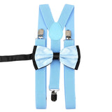 ZONFAZ Solid Color Adjustable Suspender Bowtie Set for Men Women