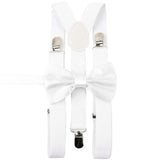 ZONFAZ Solid Color Adjustable Suspender Bowtie Set for Men Women