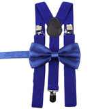 ZONFAZ Solid Color Adjustable Suspender Bowtie Set for Men Women