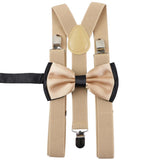 ZONFAZ Solid Color Adjustable Suspender Bowtie Set for Men Women