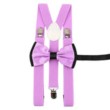 ZONFAZ Solid Color Adjustable Suspender Bowtie Set for Men Women