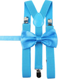 ZONFAZ Solid Color Adjustable Suspender Bowtie Set for Men Women