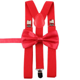 ZONFAZ Solid Color Adjustable Suspender Bowtie Set for Men Women