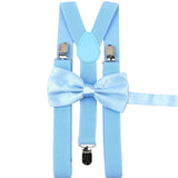 ZONFAZ Solid Color Adjustable Suspender Bowtie Set for Men Women