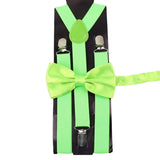 ZONFAZ Solid Color Adjustable Suspender Bowtie Set for Men Women