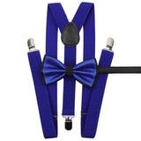 ZONFAZ Solid Color Adjustable Suspender Bowtie Set for Men Women