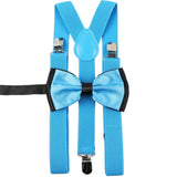 ZONFAZ Solid Color Adjustable Suspender Bowtie Set for Men Women