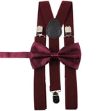 ZONFAZ Solid Color Adjustable Suspender Bowtie Set for Men Women