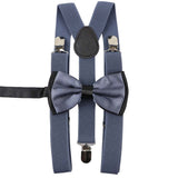 ZONFAZ Solid Color Adjustable Suspender Bowtie Set for Men Women