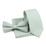 ZONFAZ Solid Color Cotton Tie Bowtie Handkerchief Set