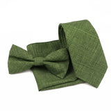 ZONFAZ Solid Color Cotton Tie Bowtie Handkerchief Set