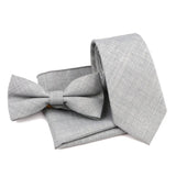 ZONFAZ Solid Color Cotton Tie Bowtie Handkerchief Set