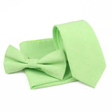 ZONFAZ Solid Color Cotton Tie Bowtie Handkerchief Set