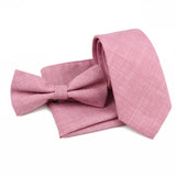 ZONFAZ Solid Color Cotton Tie Bowtie Handkerchief Set