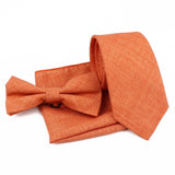 ZONFAZ Solid Color Cotton Tie Bowtie Handkerchief Set