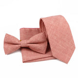 ZONFAZ Solid Color Cotton Tie Bowtie Handkerchief Set