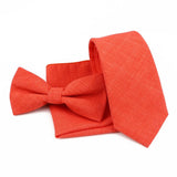 ZONFAZ Solid Color Cotton Tie Bowtie Handkerchief Set