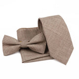 ZONFAZ Solid Color Cotton Tie Bowtie Handkerchief Set