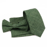 ZONFAZ Solid Color Cotton Tie Bowtie Handkerchief Set