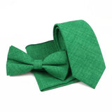 ZONFAZ Solid Color Cotton Tie Bowtie Handkerchief Set