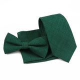 ZONFAZ Solid Color Cotton Tie Bowtie Handkerchief Set