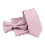 ZONFAZ Solid Color Cotton Tie Bowtie Handkerchief Set