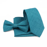 ZONFAZ Solid Color Cotton Tie Bowtie Handkerchief Set