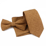 ZONFAZ Solid Color Cotton Tie Bowtie Handkerchief Set